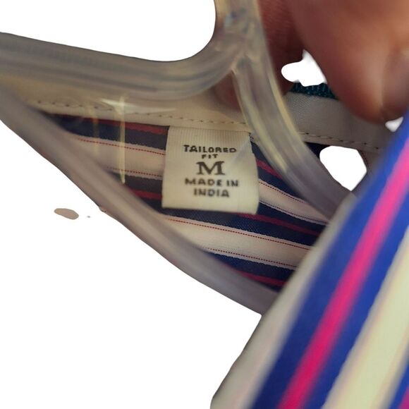 Robert‎ Graham tailored fit button front  flip cuff striped dress shirt Sz M - Picture 4 of 12